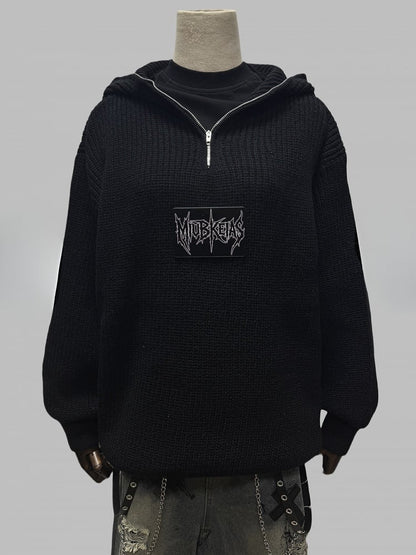 Black Letter Applique Hoodie