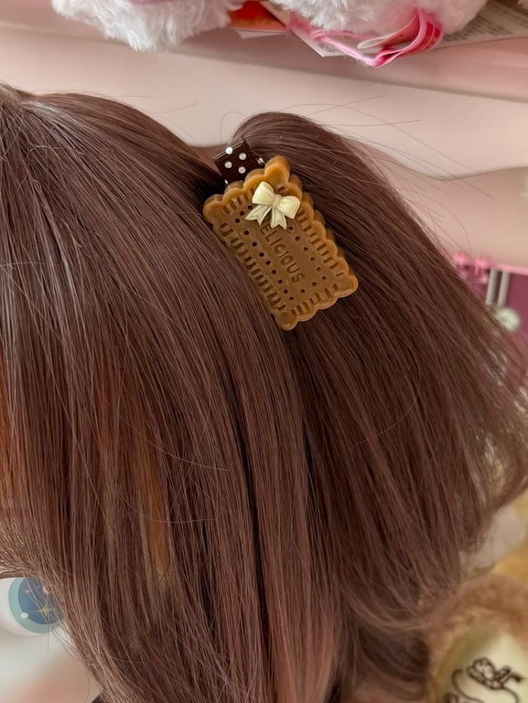 White/Brown Bowknot Decorated Chocolate Hairclip