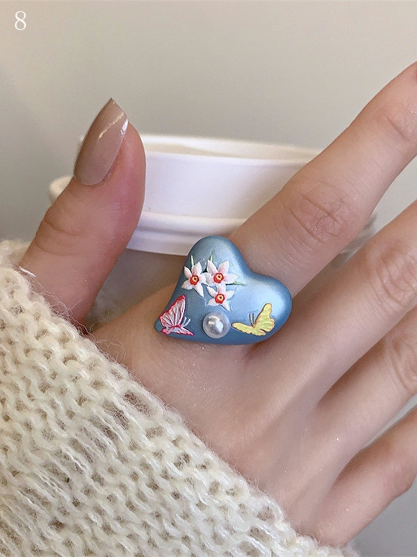 8 Options Blue Y2K Bittersweet Butterfly And Floral Design Ring