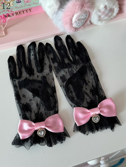 16 Options Crown/Heart Charm Bowknot Lace Gloves