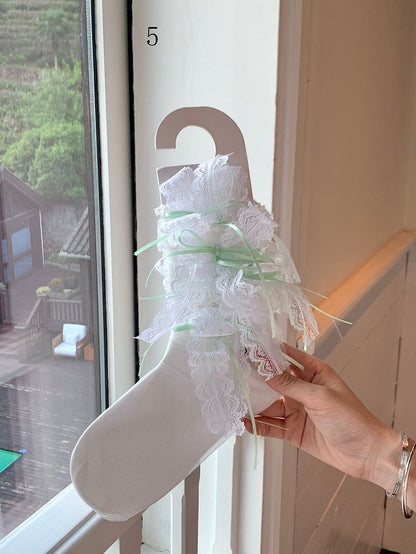 Purple/Black/Pink/White/Green/Lace Bowknot Socks