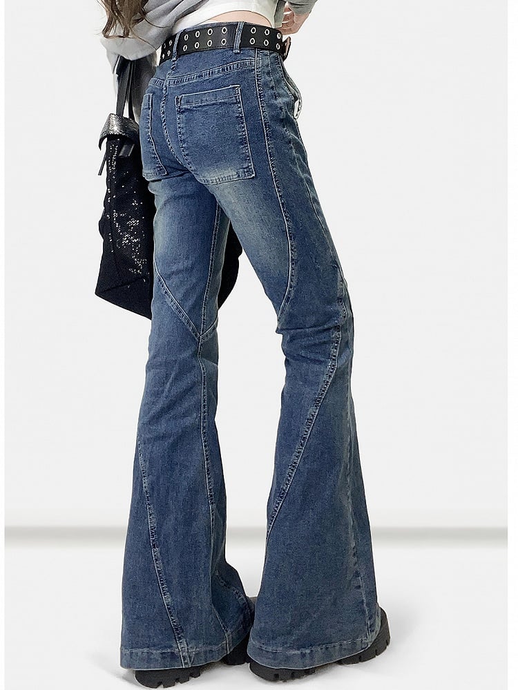 Blue Low Waist Flare Silhouette Jeans