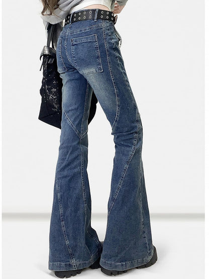 Blue Low Waist Flare Silhouette Jeans