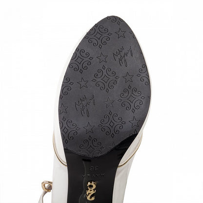 Star Dream White High Heels Bow at Back