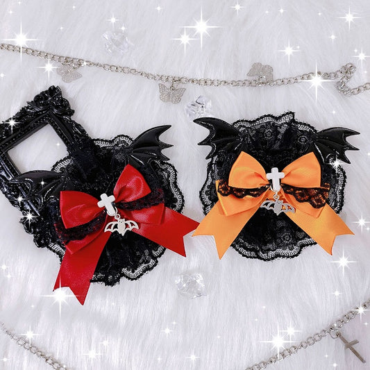 Halloween Demon Wings Gothic Cross Bowknot Hairclip/Brooch Black/White/Red/Orange