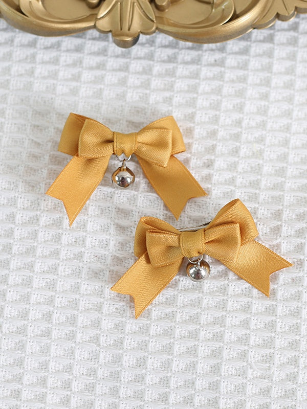 14 Colors A Pair of Cute Bowknot Hairclips with Bell Charm