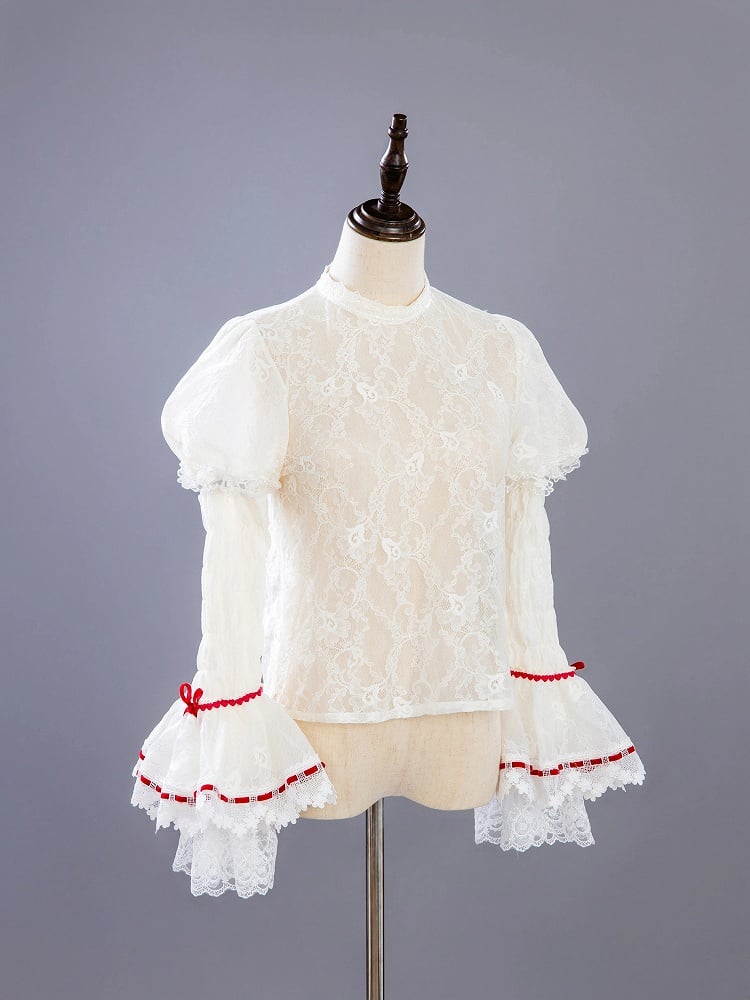 Red Queen Red Bow Accents Boned Corset Top + Tiered Skirt Gorgeous Hime Lolita Full Set