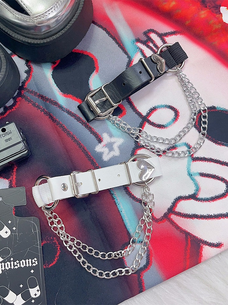 Black/White Y2K Heart Decorated Chain Charm Arm Ring