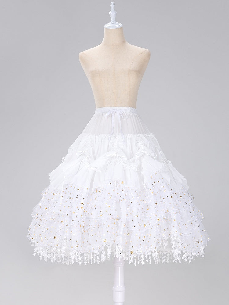 Glittering Stars Adjustable Length Gorgeous Fish-bone Petticoat White/Beige/Black