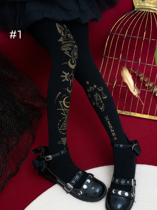 4 Options Lolita Totem Print Design Tights
