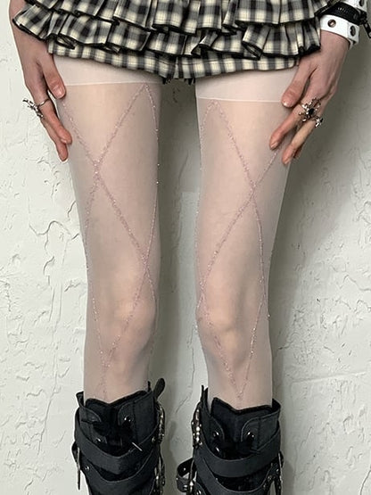 White/Black Y2K Tights