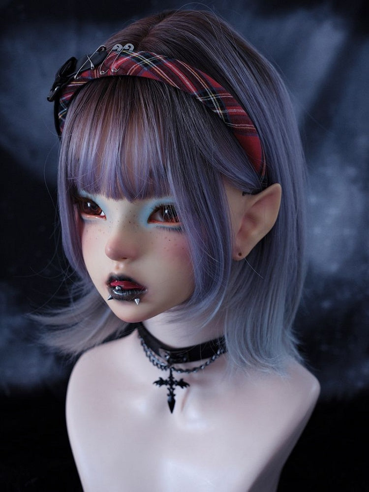 Gothic Buckle Strap Red Plaid KC with Pins