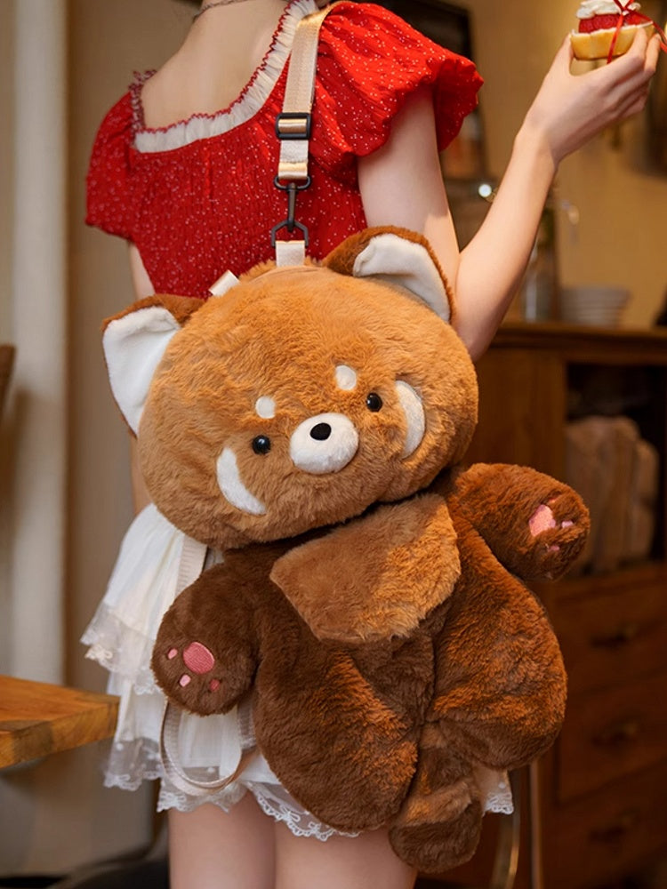 Brown 35cm/50cm Plush Red Panda Backpack Detachable Shoulder Straps