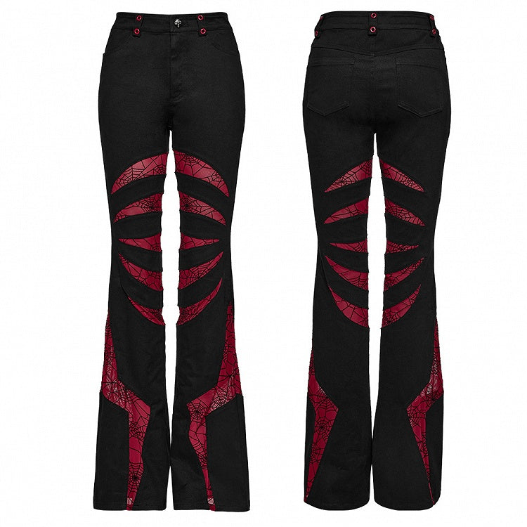 Black and Red Goth Pointed Flared Trousers
