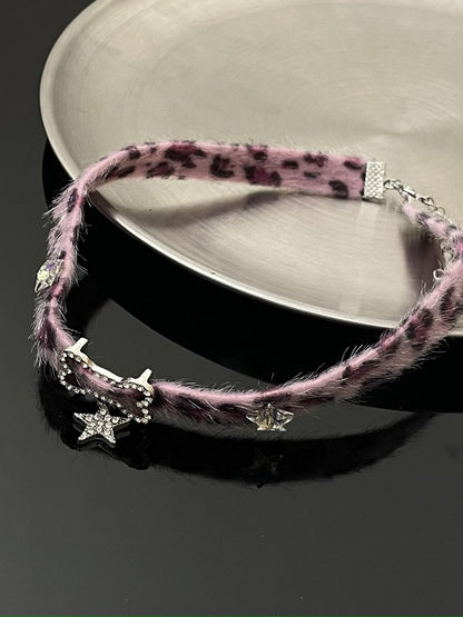 Purple Leopard Punk Choker