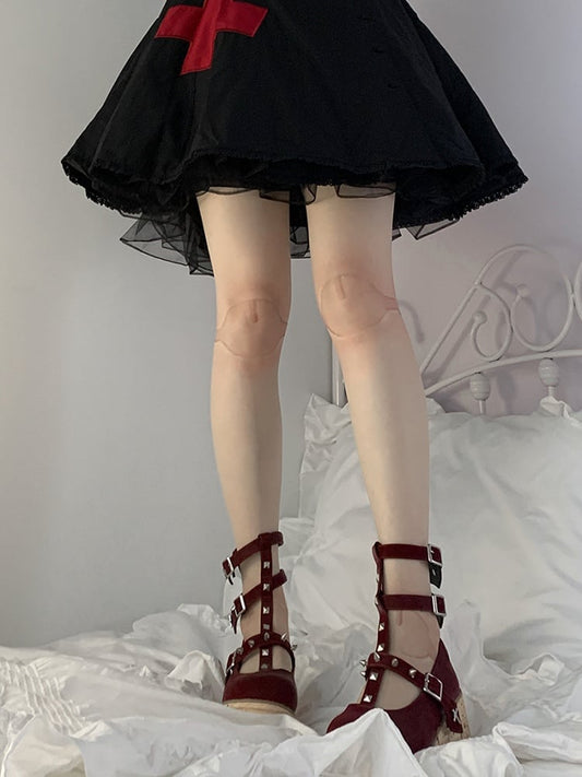 Knee and Ankle Joints Print Nude Color Tights