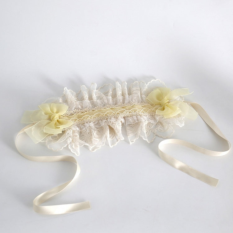 9 Color Options Sweet Lolita Bowknot Details Ruffled Hairband