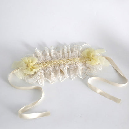 9 Color Options Sweet Lolita Bowknot Details Ruffled Hairband