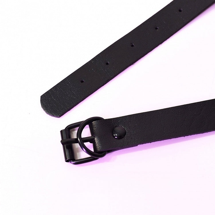 Black Cyberpunk Buckle Necklace + Silver Necklace