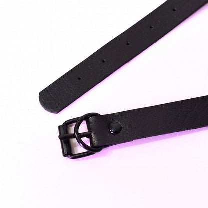 Black Cyberpunk Buckle Necklace + Silver Necklace