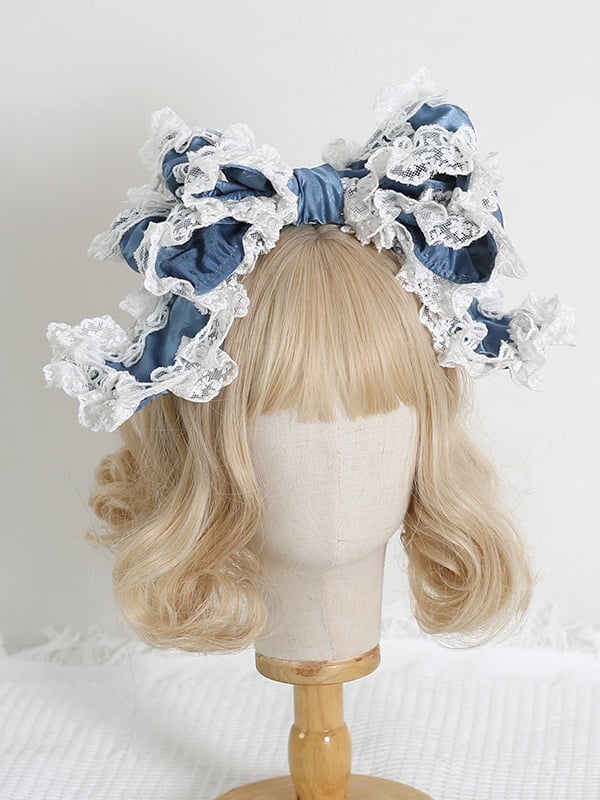 11 Colors Large - Sized Sweet Lolita Multi - layer Bowknot KC With Lace Trims