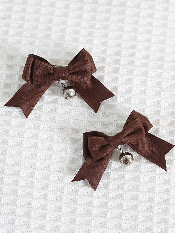 14 Colors A Pair of Cute Bowknot Hairclips with Bell Charm