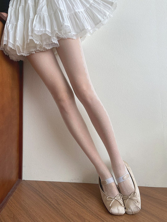 White Polka-dot Pattern Lolita Tights