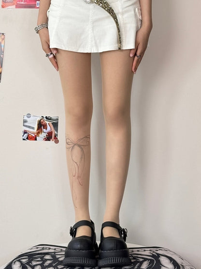 Nude Bittersweet Bowknot Print Tights