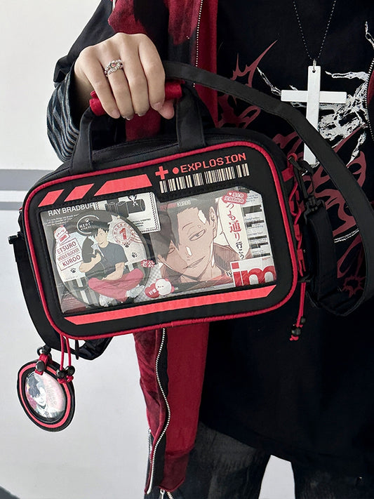 Red Letter Print Luminous Design Crossbody Ita Bag