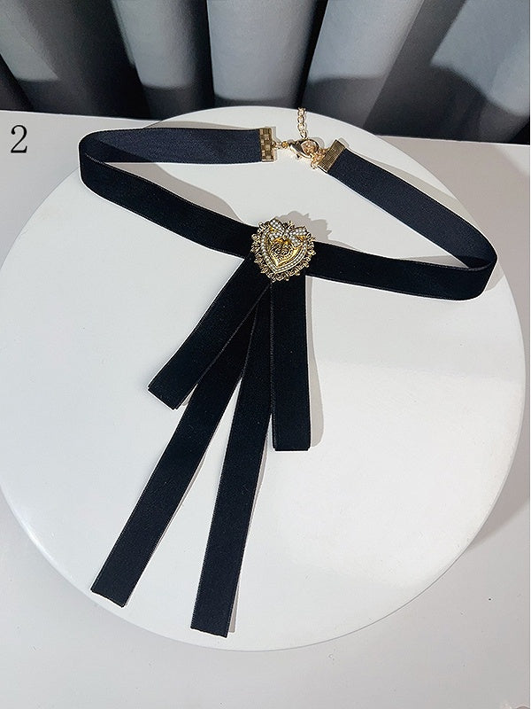 6 Options Beaded Heart Design Bow Tie