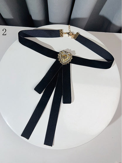 6 Options Beaded Heart Design Bow Tie