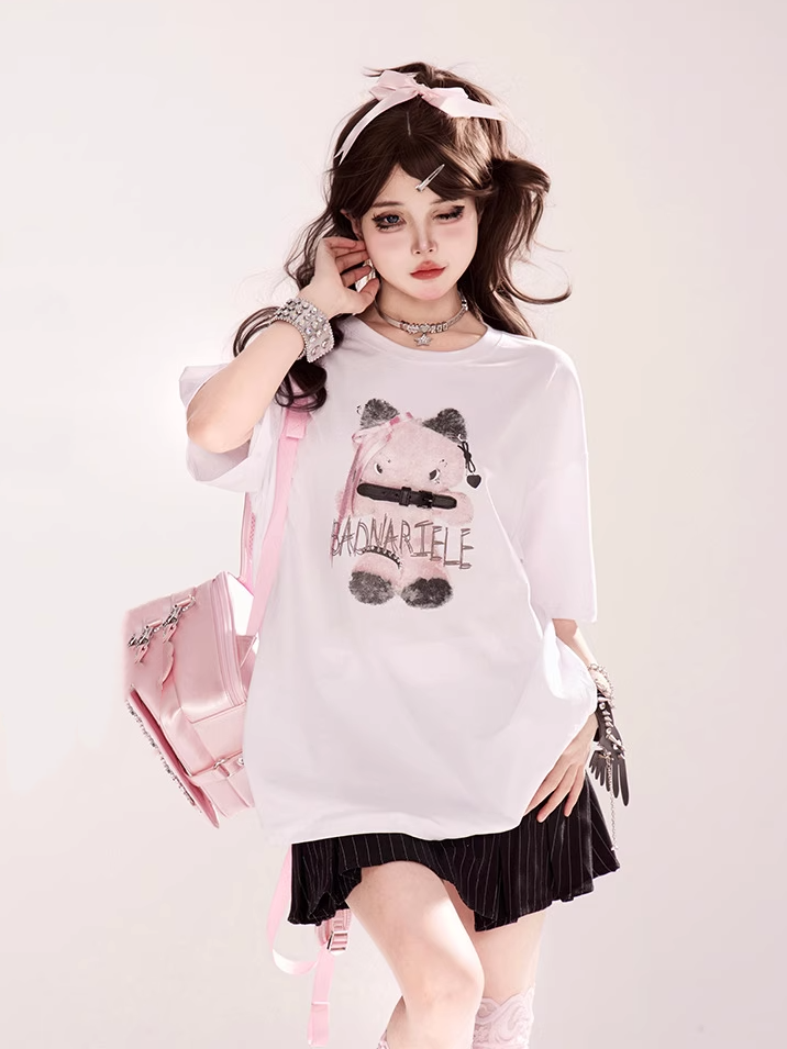 White Lace Trim Box Pleat Black Striped Mini Skirt