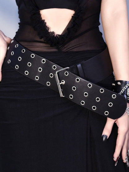 Gothic Cyberpunk Black PU Waist Belt