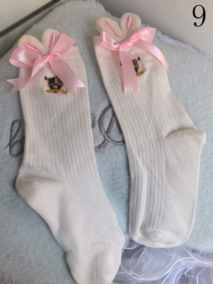 9 Options Colorful Lolita Ruffled Cuffs Cartoon Calf Socks