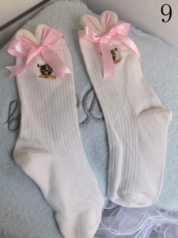 9 Options Colorful Lolita Ruffled Cuffs Cartoon Calf Socks