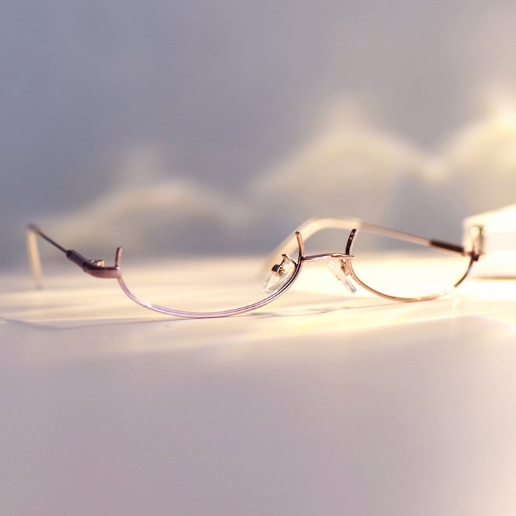 Cyberpunk Rose Gold Semi-rimless Glasses Y2K Lensless Eyeglasses Frame