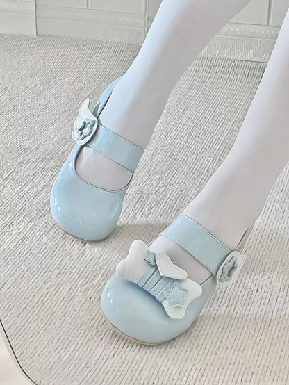 Tenshi Kaiwai Light Blue Lolita Star Wing Design Mary Jane Shoes