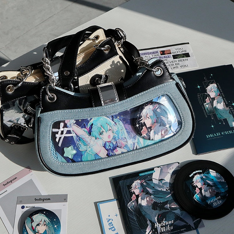 Blue and Black Skeleton Kitty Ita Bag