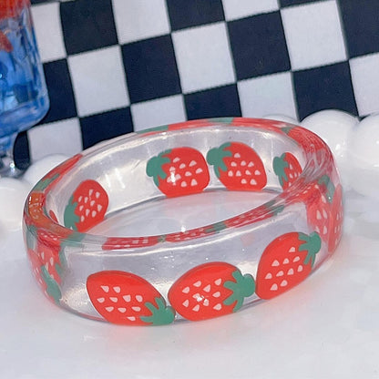 Red/Pink Y2K Strawberry Print Bangle