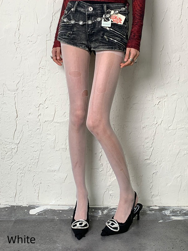 Purple/Black/White/Grey Cut-out Design Tights