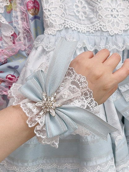 5 Color Options Rhinestone Snow Decorated Bowknot Wrist Cuffs