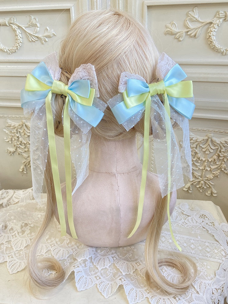 Pink&Green / Blue&Yellow Bowknot Hairclip