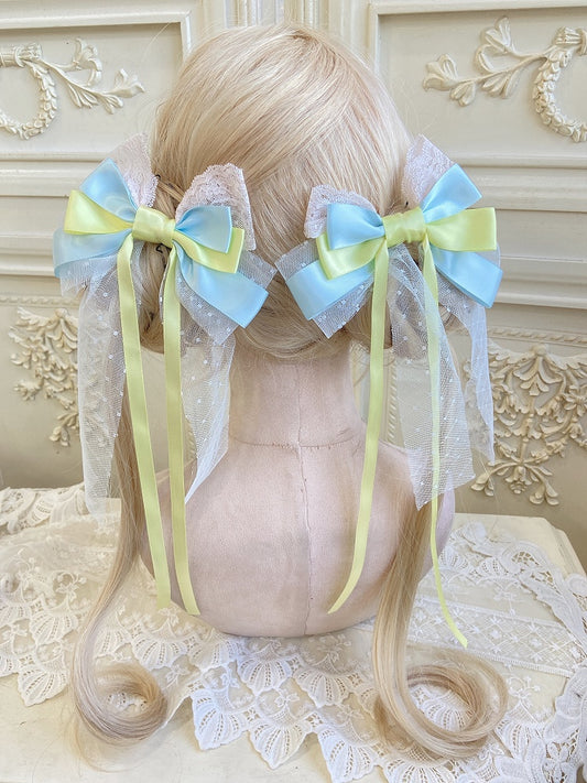 Pink&Green / Blue&Yellow Bowknot Hairclip
