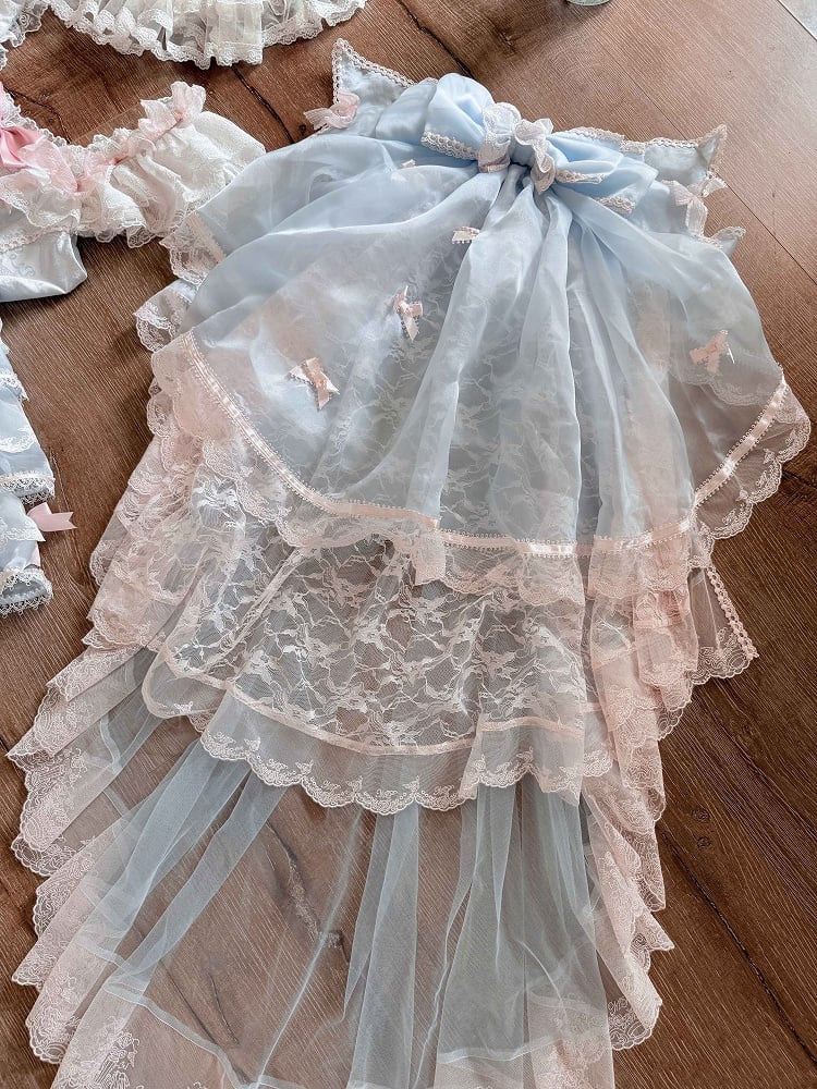 Blue / Purple & Pink Big Bow Head Veil