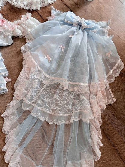 Blue / Purple & Pink Big Bow Head Veil