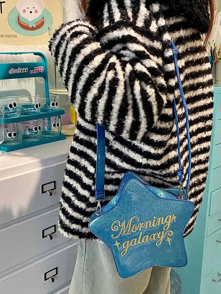 Dark Blue PU Star-shaped Ita Bag Set with Detachable Badge Charm