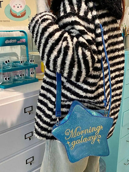 Dark Blue PU Star-shaped Ita Bag Set with Detachable Badge Charm