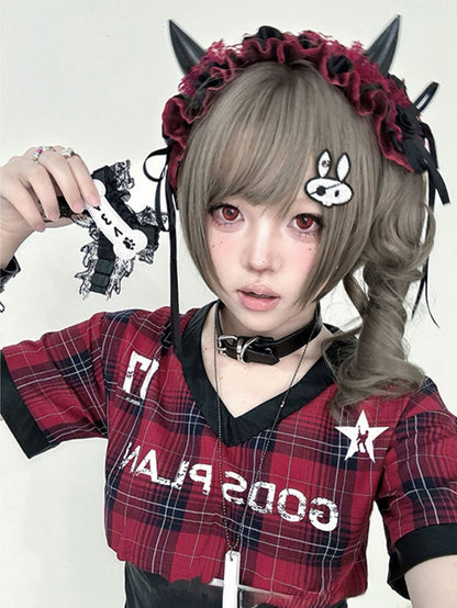 Gray Brown 30CM Length Synthetic Wig With Double Ponytail Claw Clips