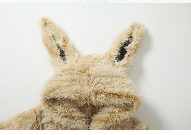 Yellow Shaggy Coat with Adorable Bunny Ear Design