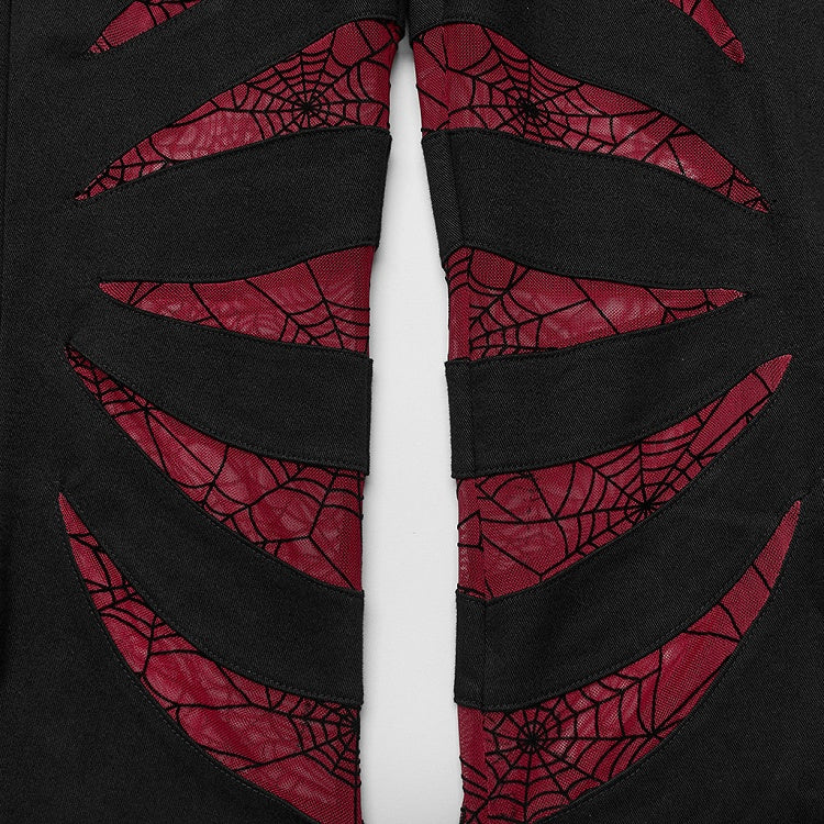 Black and Red Goth Pointed Flared Trousers